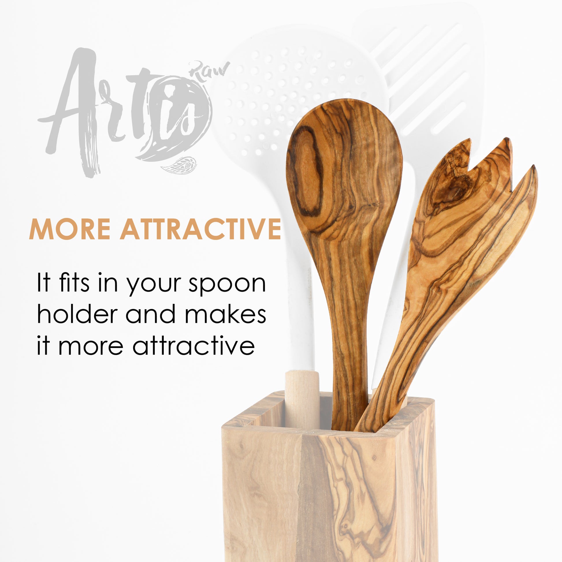 Salad Spoon Olive Wood - ArtisRaw