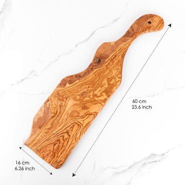Length of this charcuterie board handmade form olive wood: 23.6" (60cm)