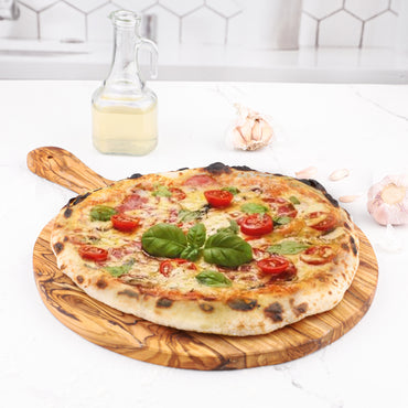 Round Board with Handle Olive Wood - ArtisRaw