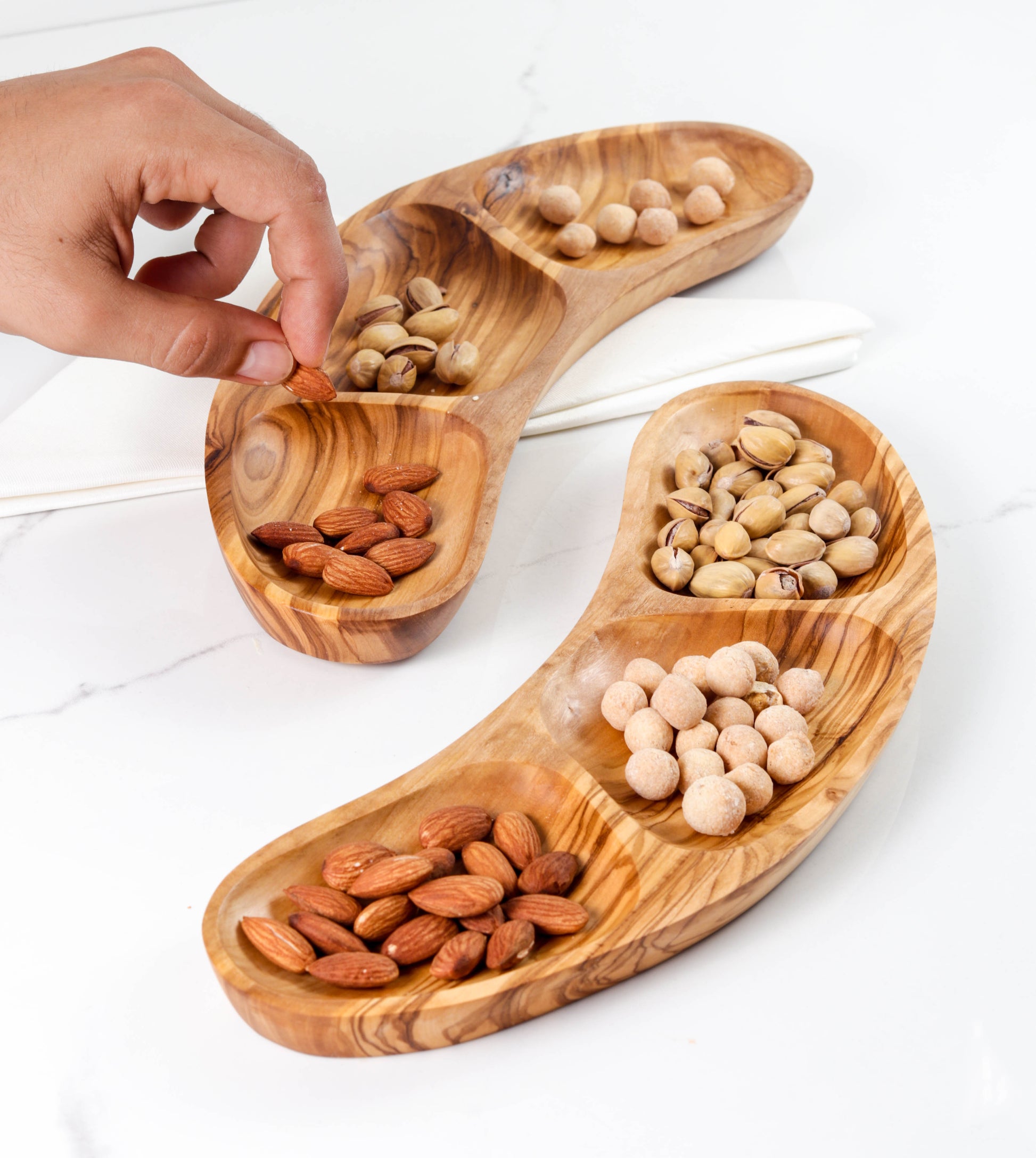 Divided Plate Handmade from Olive Wood - ArtisRaw