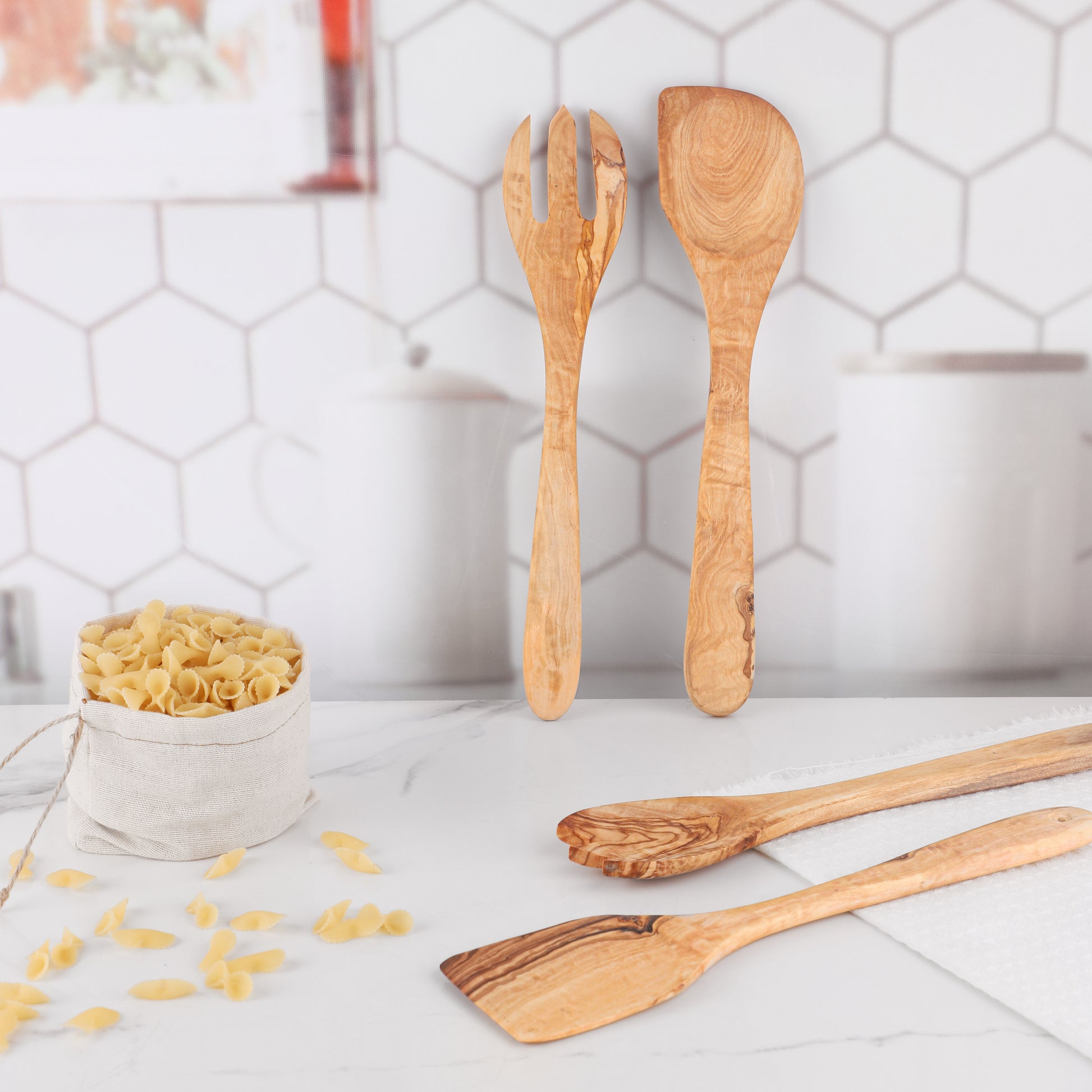 Cooking Utensil Holder Olive Wood - ArtisRaw