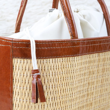 Handmade Top Handle Straw Bag - ArtisRaw