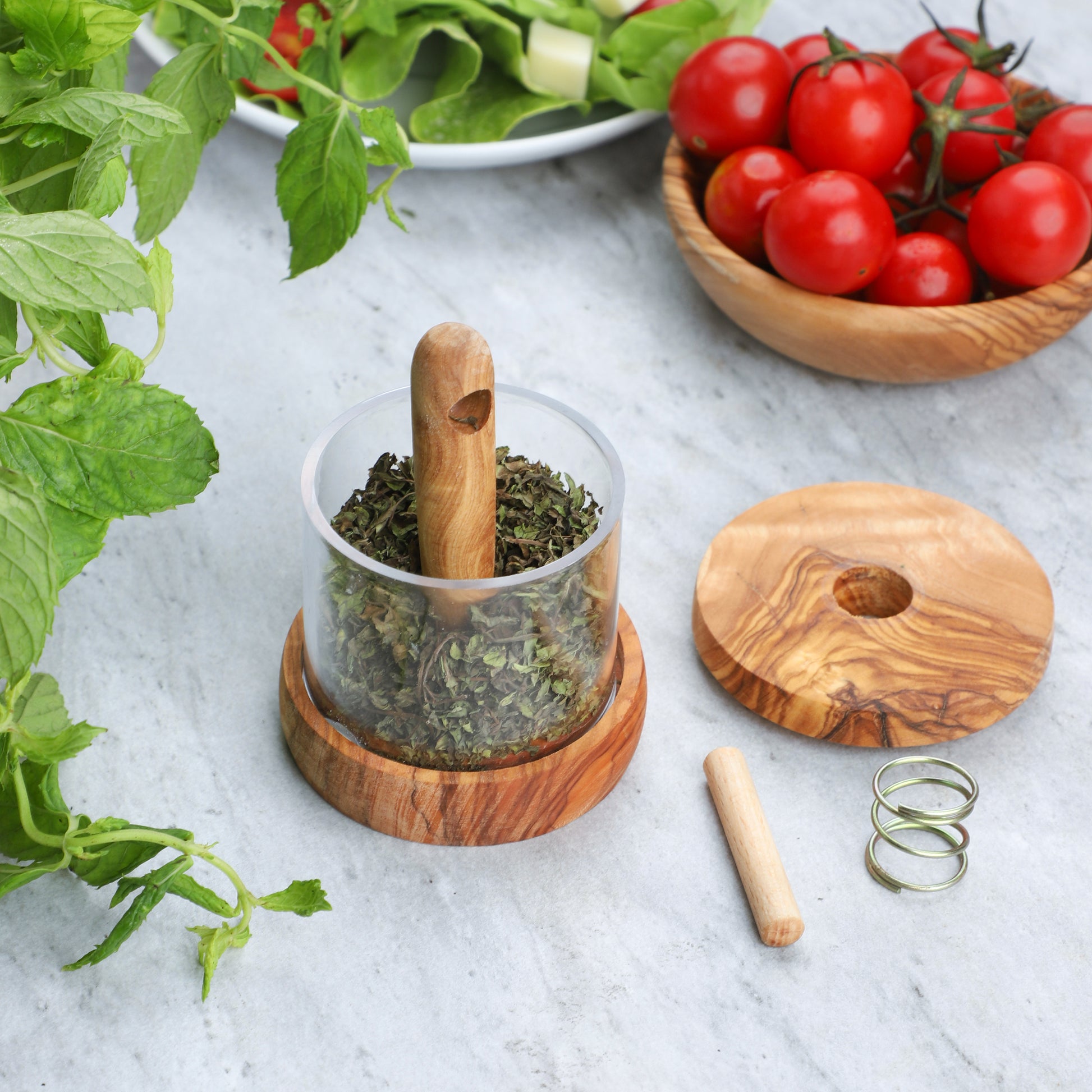 Mint Grinder Herb Grinder handmade Olive Wood - ArtisRaw
