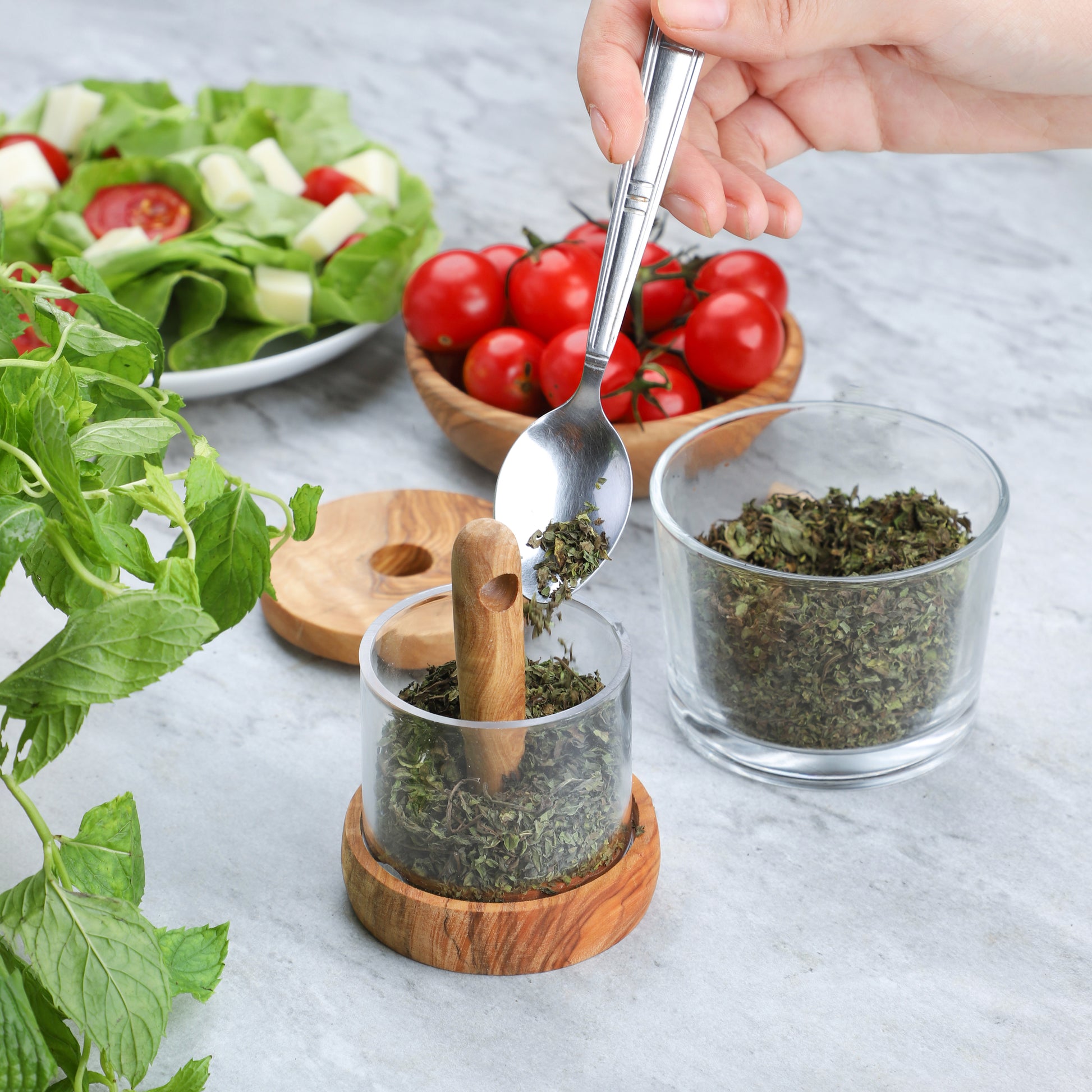 Mint Grinder Herb Grinder handmade Olive Wood - ArtisRaw
