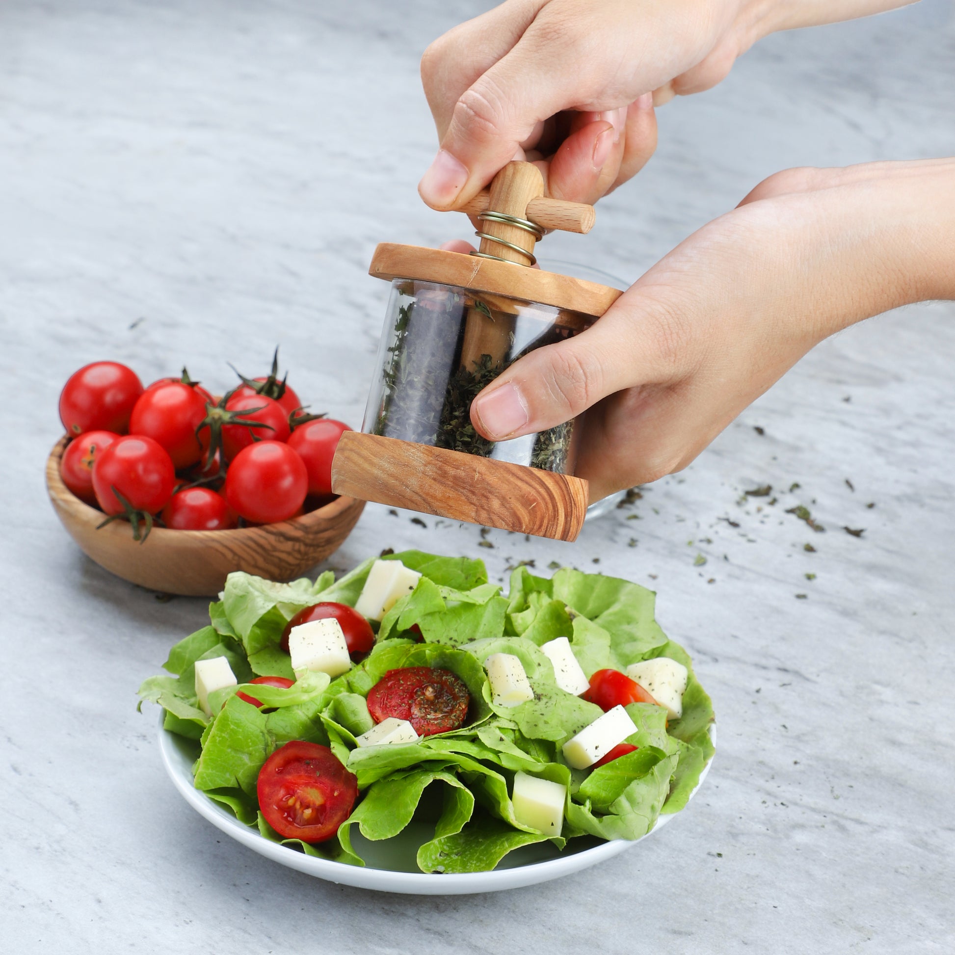 Mint Grinder Herb Grinder handmade Olive Wood - ArtisRaw