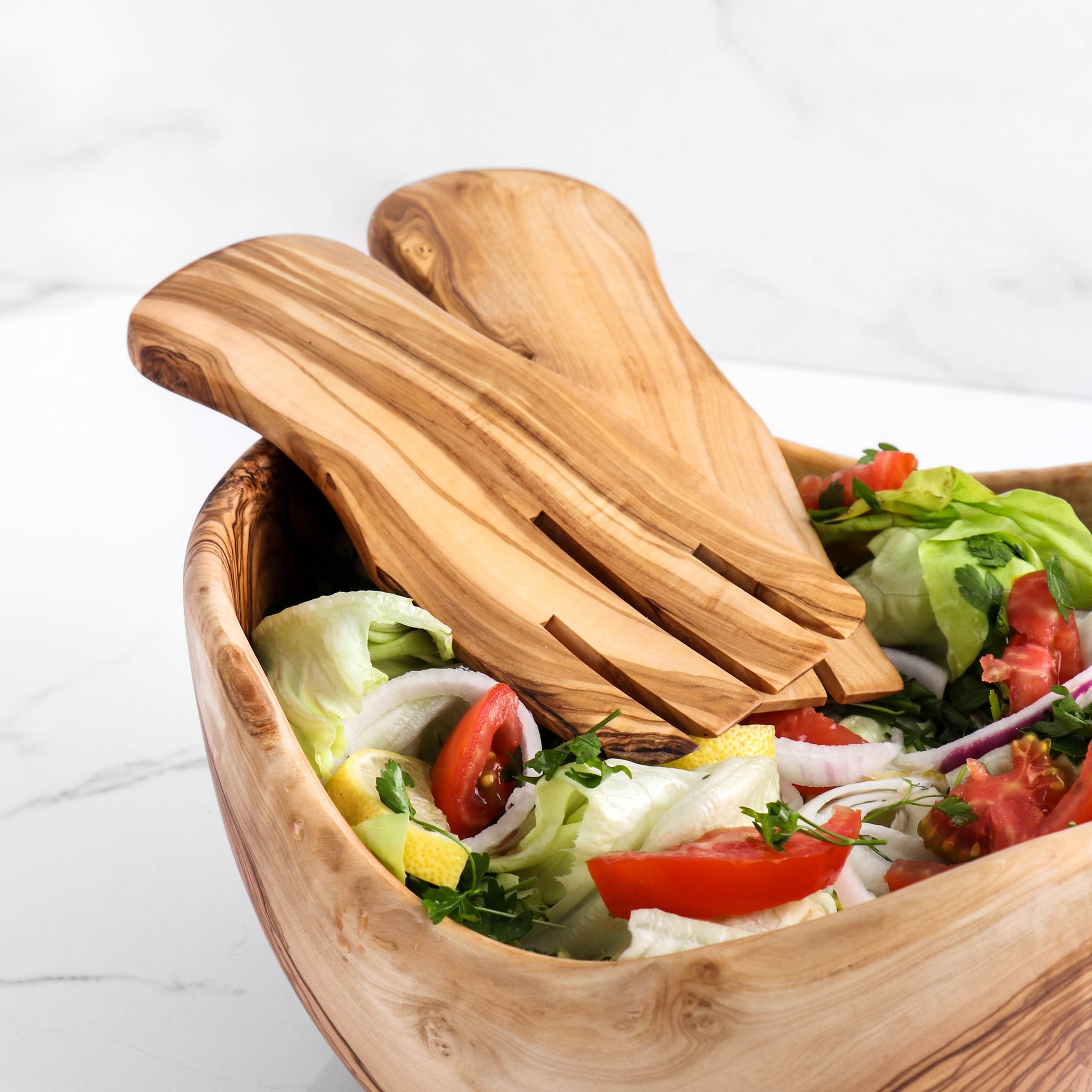 Handmade Olive Wood Salad Servers - ArtisRaw