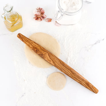 Olive Wood French Tapered Rolling Pin, Handmade Wooden Pastry & Dough Roller - ArtisRaw