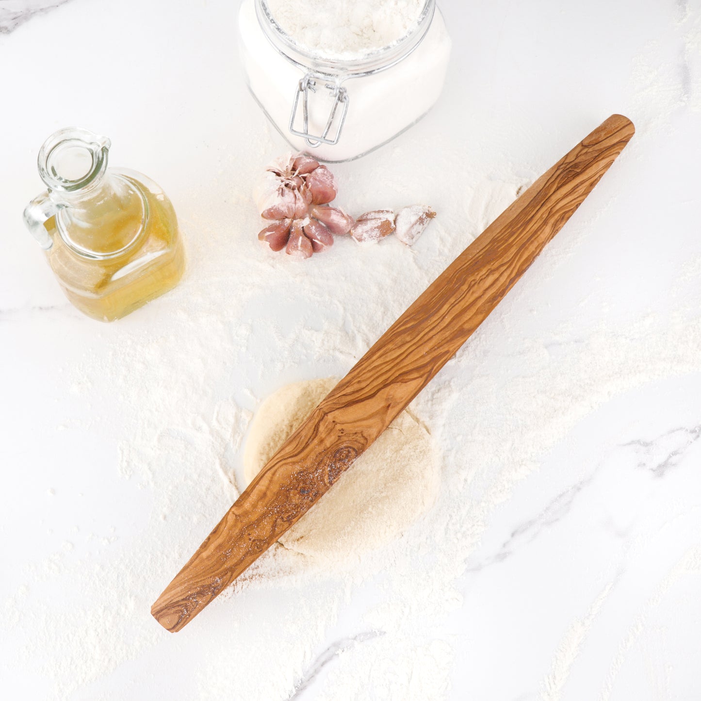 Olive Wood French Tapered Rolling Pin, Handmade Wooden Pastry & Dough Roller - ArtisRaw