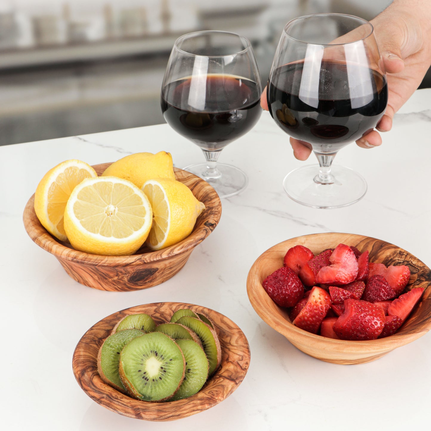 Set of 3 Olive Wood Bowls - ArtisRaw