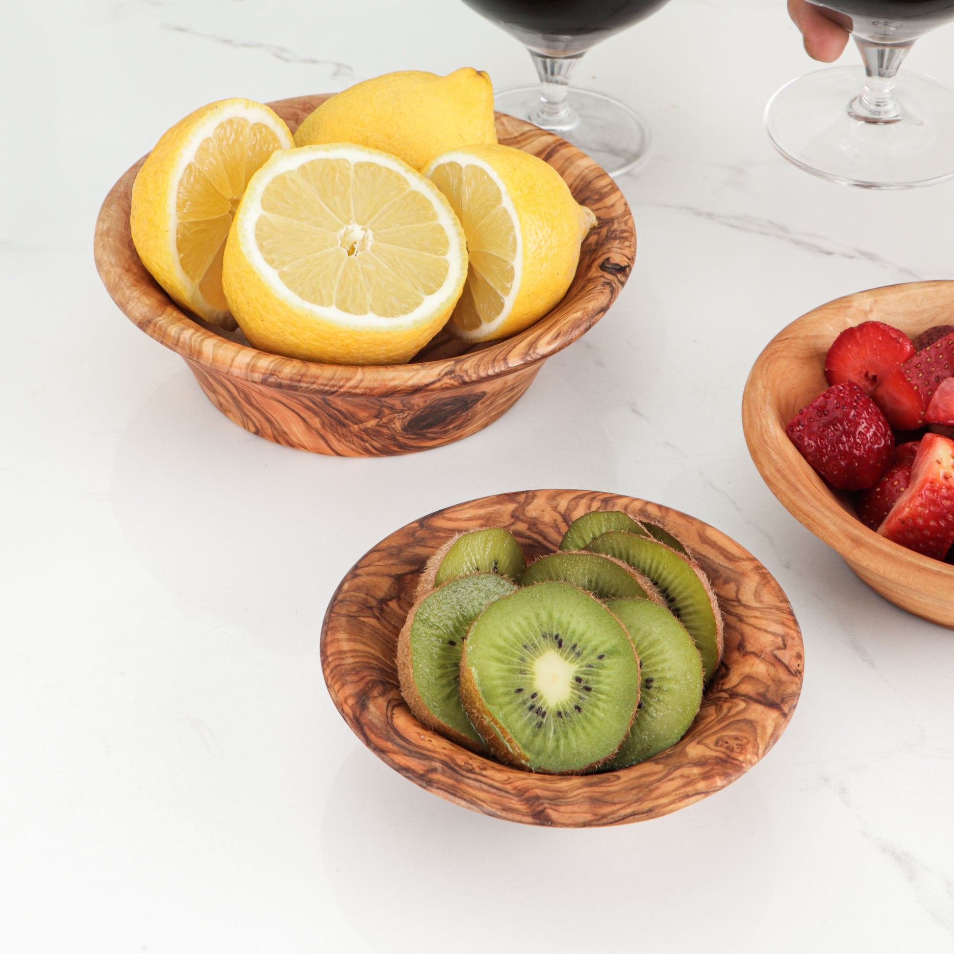 Set of 3 Olive Wood Bowls - ArtisRaw