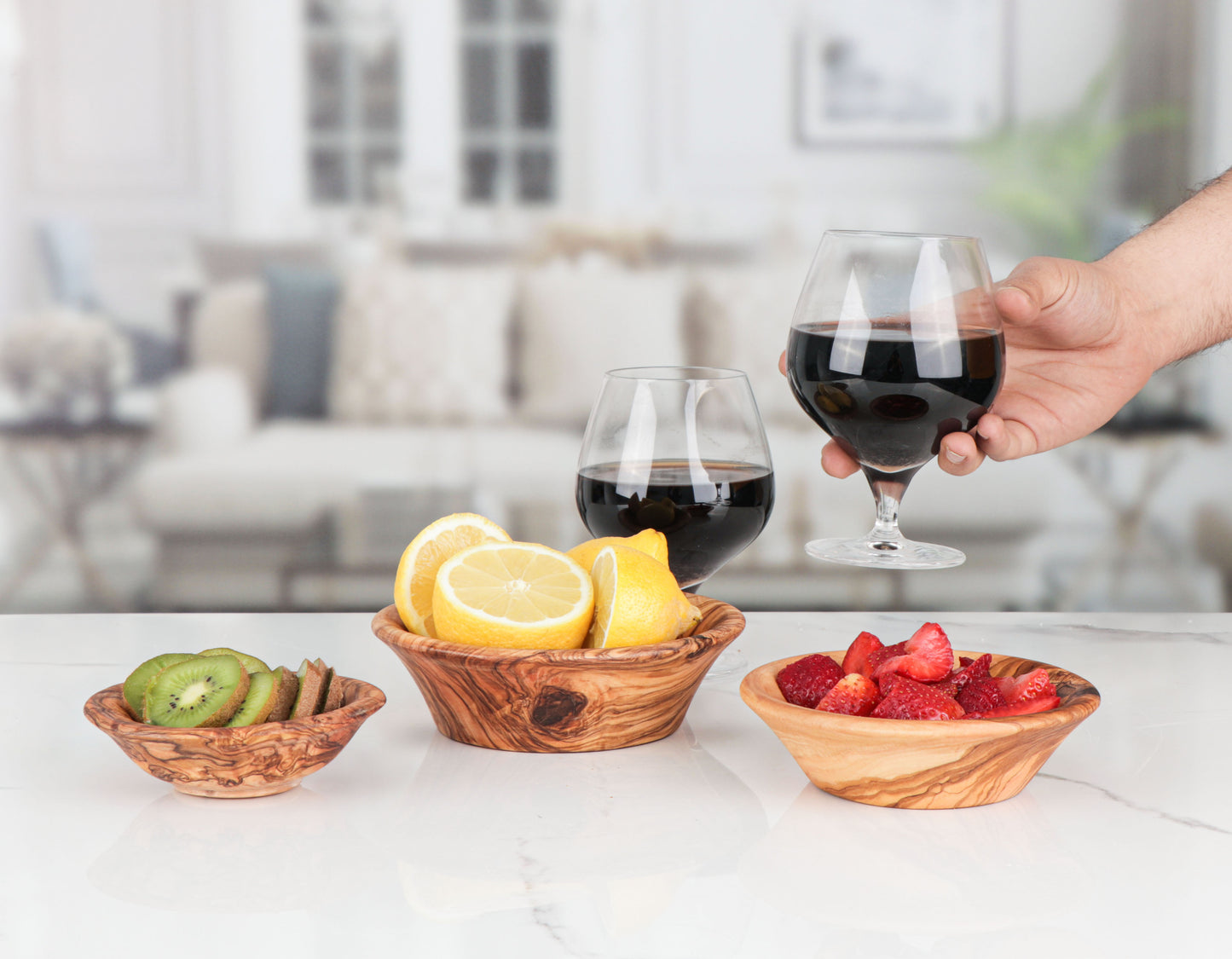 Set of 3 Olive Wood Bowls - ArtisRaw
