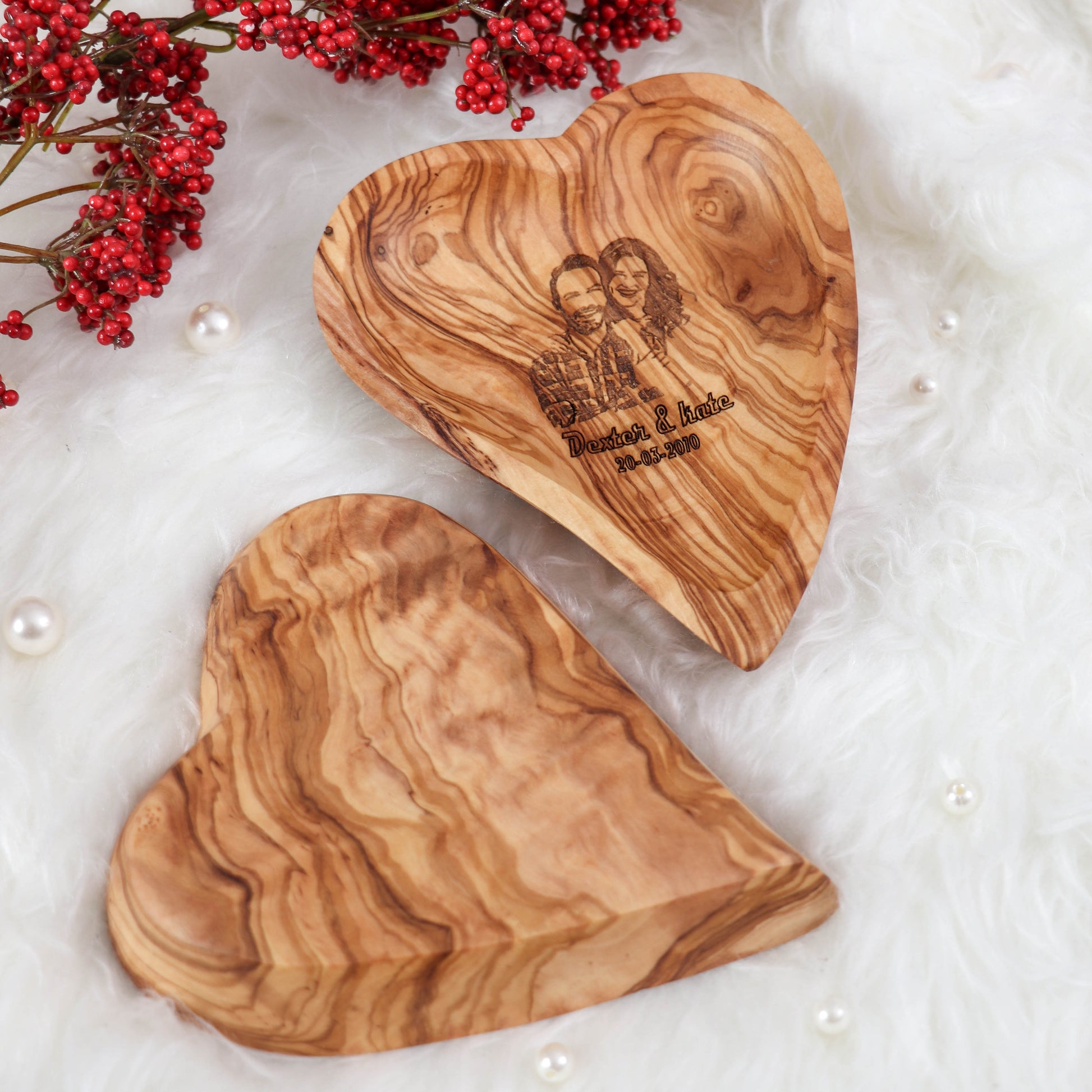 Custom couple portrait on Heart Shaped Wood - ArtisRaw