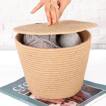 Handwoven Storage Basket with Lid handmade - ArtisRaw