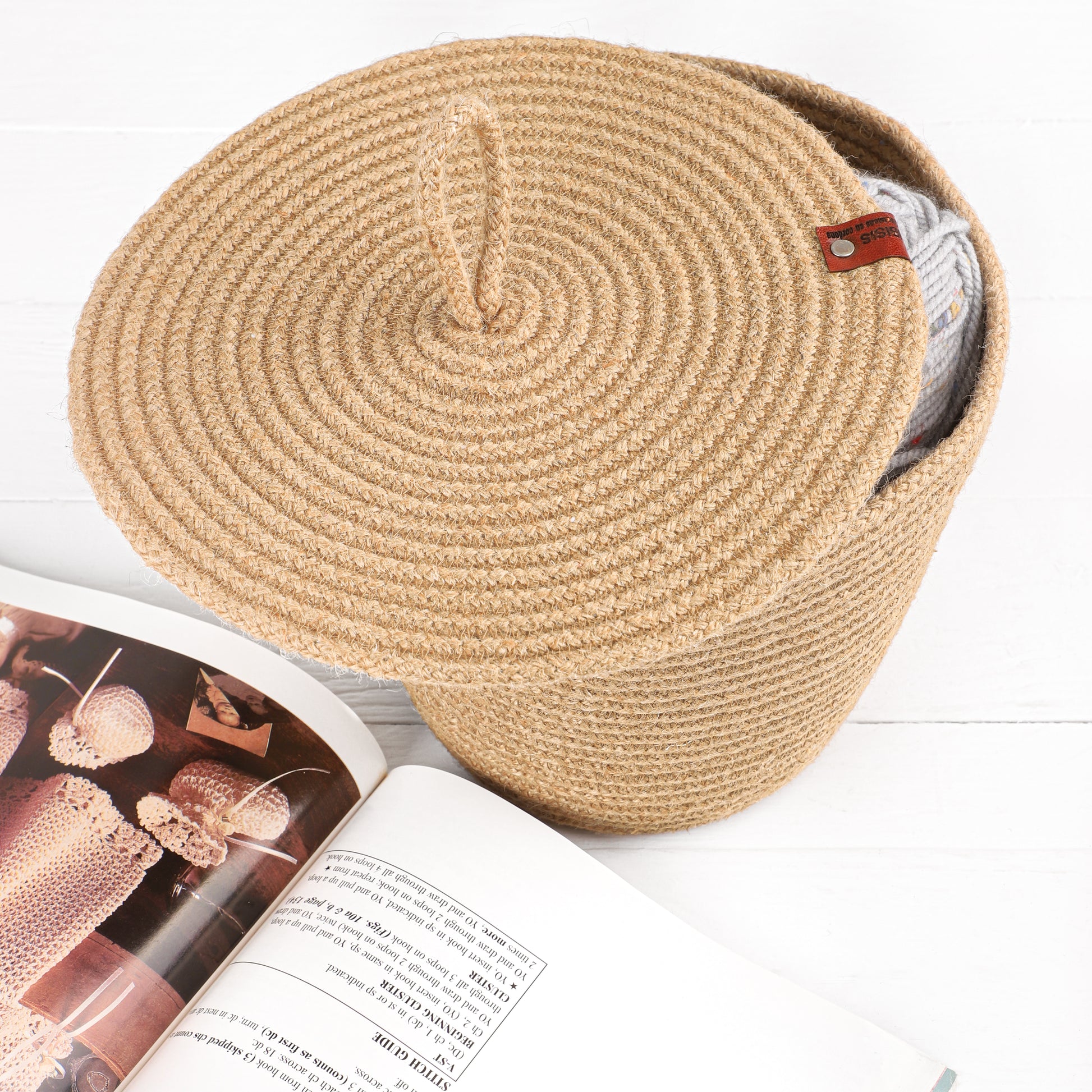 Handwoven Storage Basket with Lid handmade - ArtisRaw