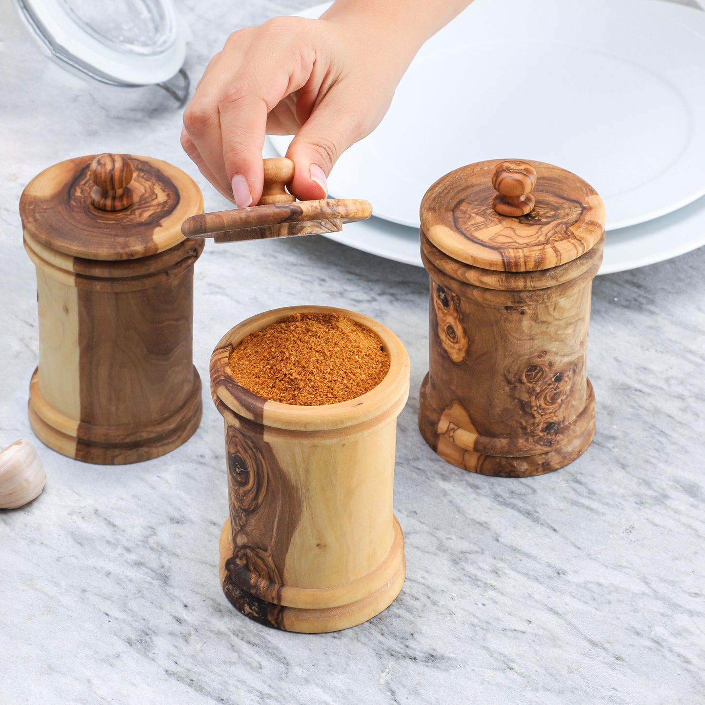 Spice Jar Olive Wood - ArtisRaw
