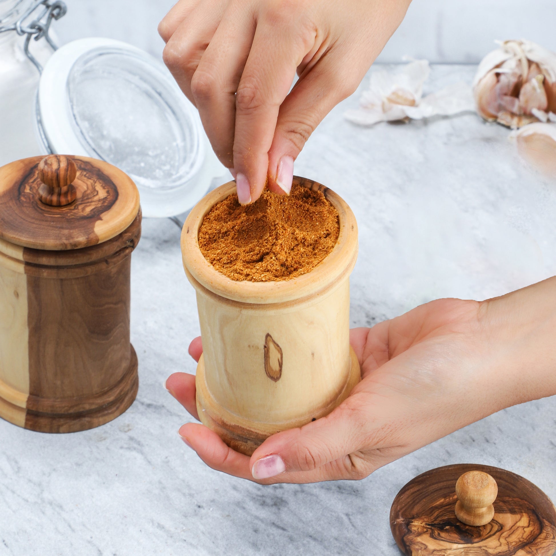 Spice Jar Olive Wood - ArtisRaw