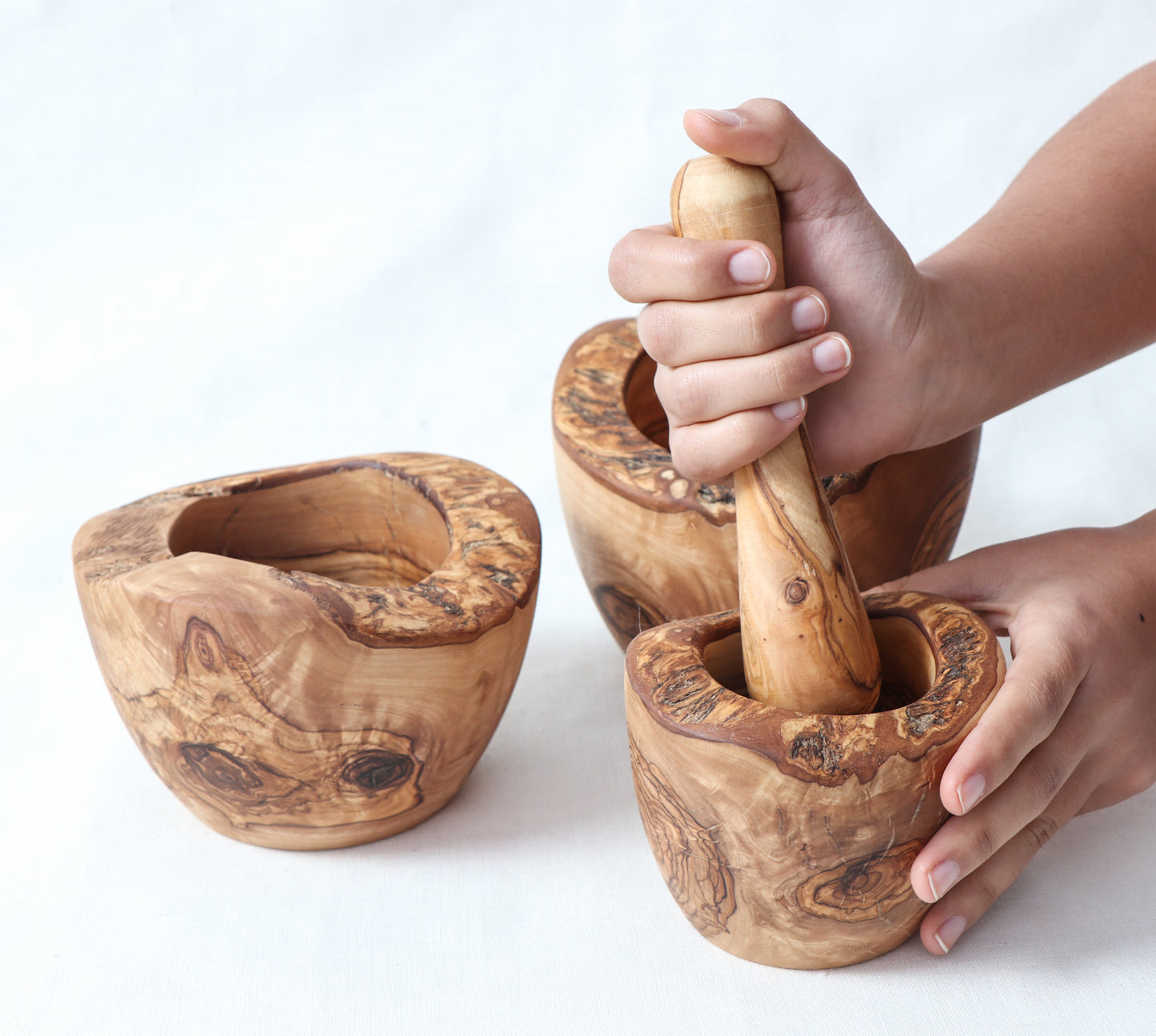 Rustic Mortar and Pestle made of Tunisian Olive Wood - ArtisRaw