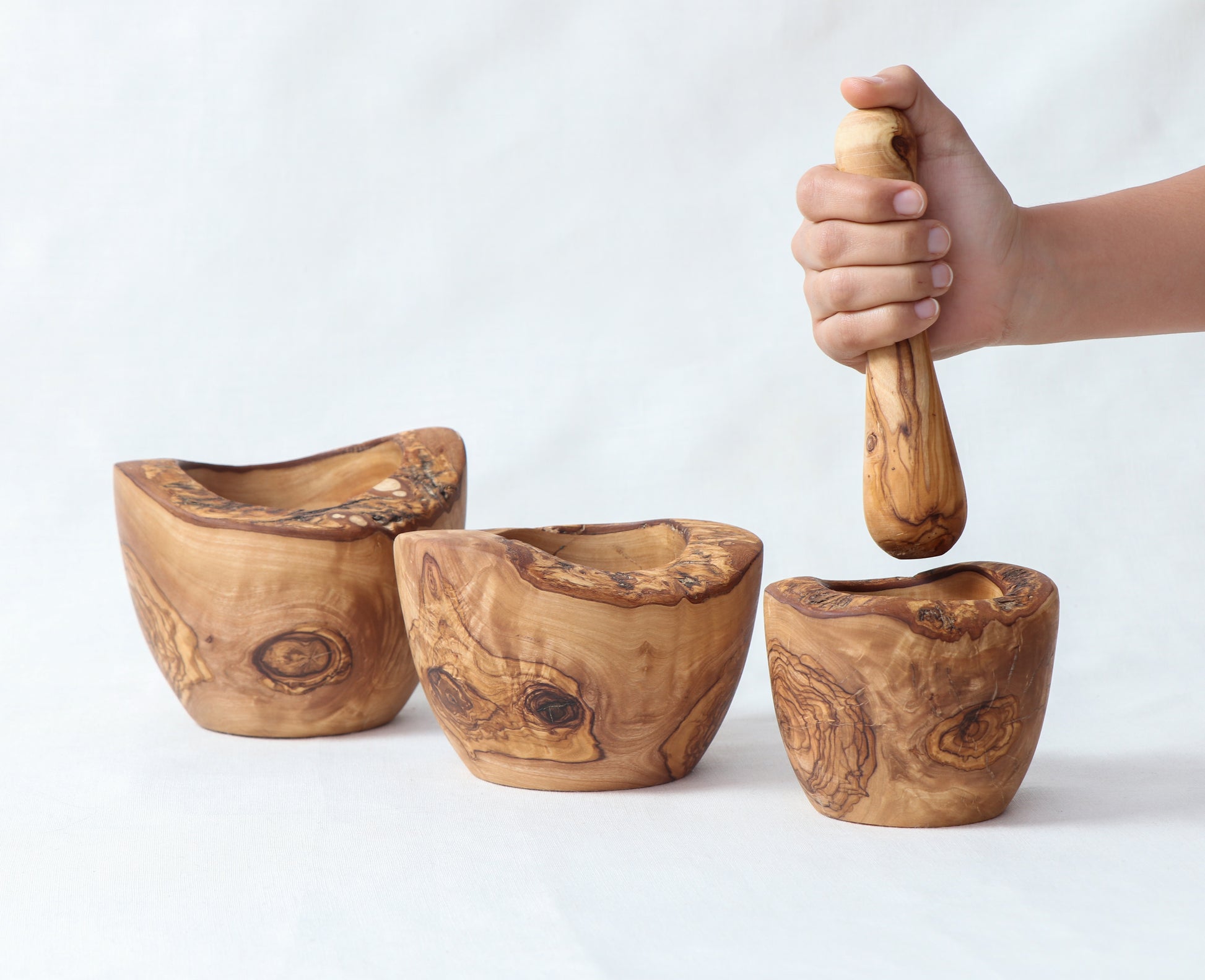 Rustic Mortar and Pestle made of Tunisian Olive Wood - ArtisRaw