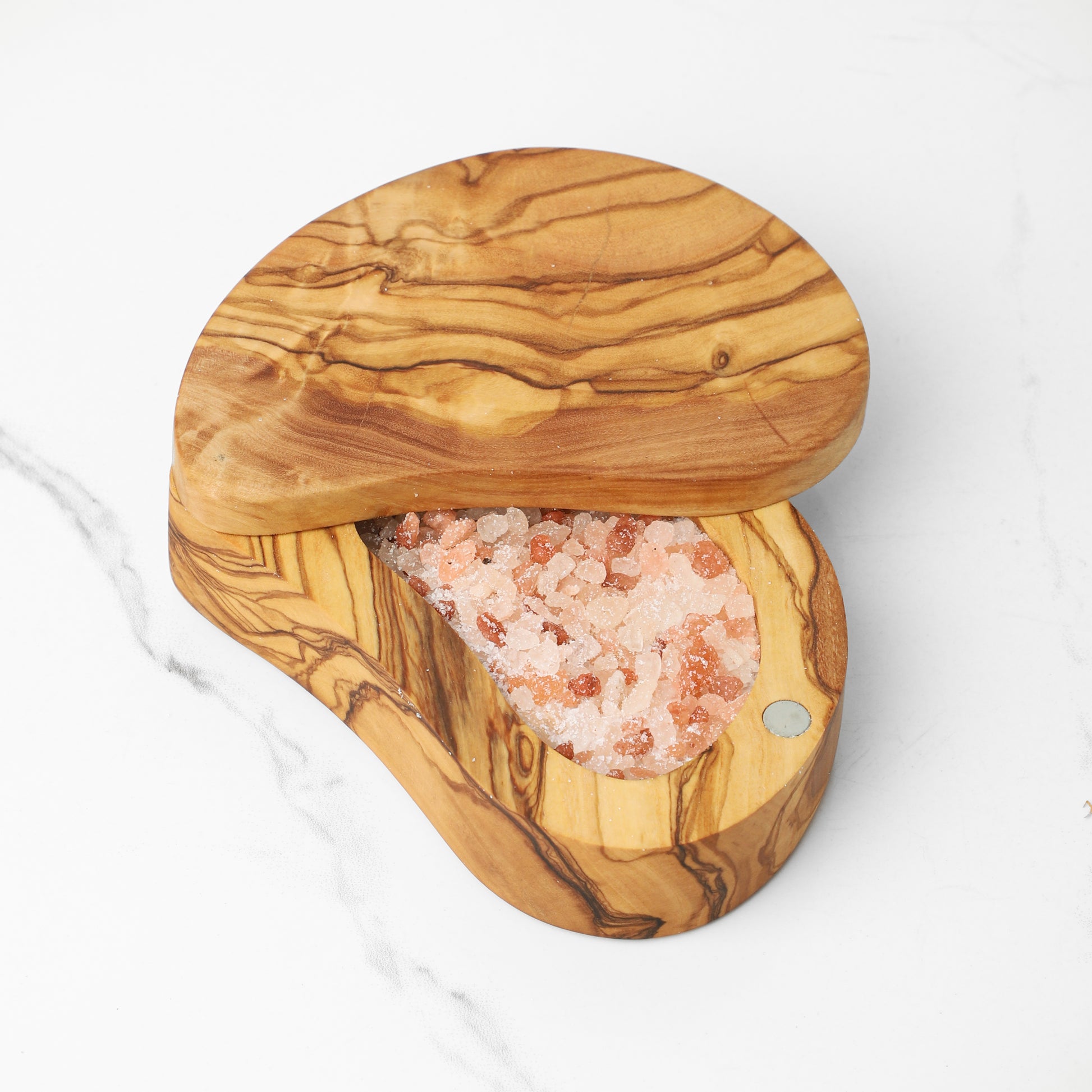 Salt cellar with pivoting lid and spoon - ArtisRaw