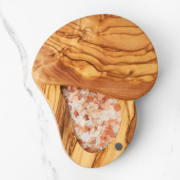 Salt cellar with pivoting lid and spoon - ArtisRaw