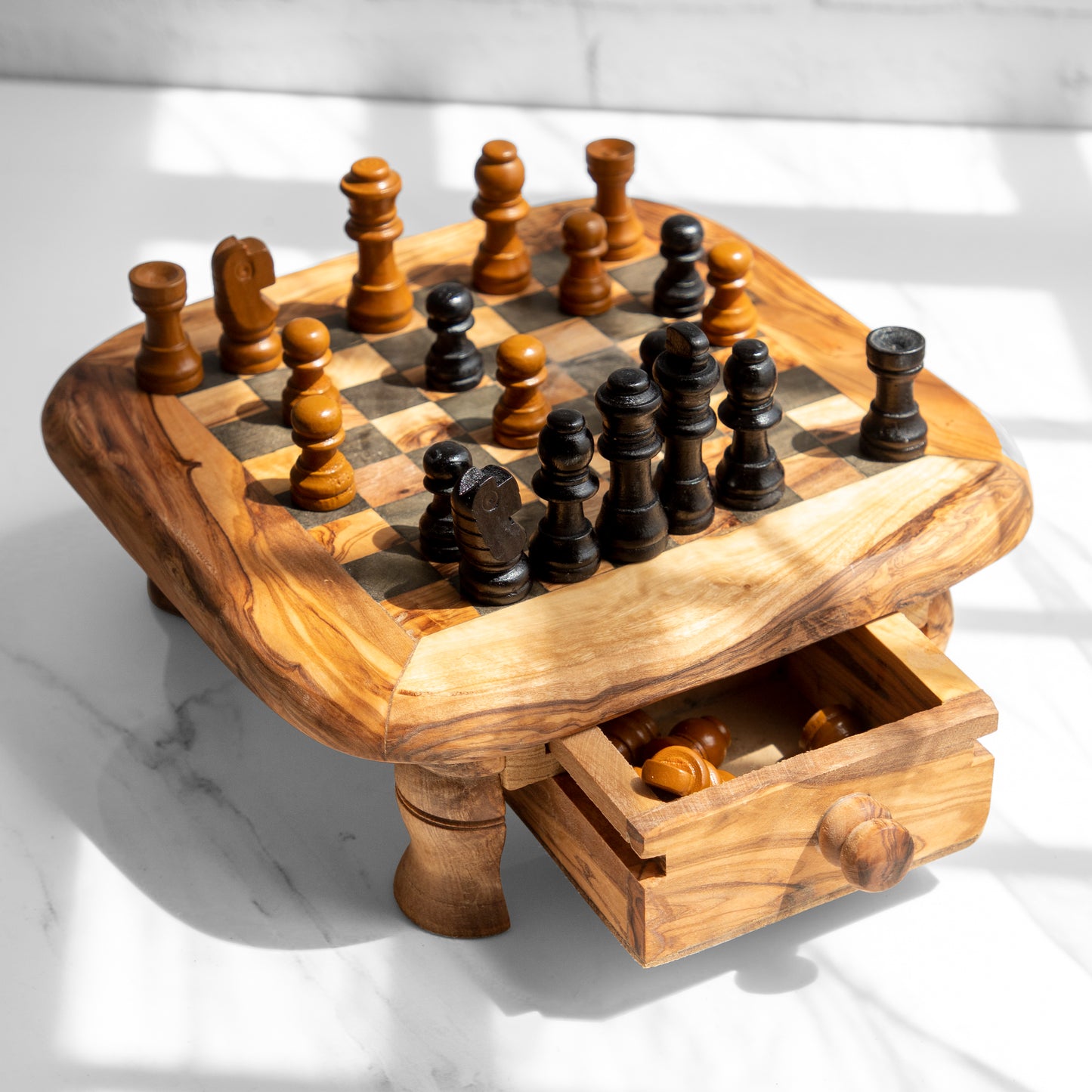 Chess With Round-Edged Board And Legs - ArtisRaw