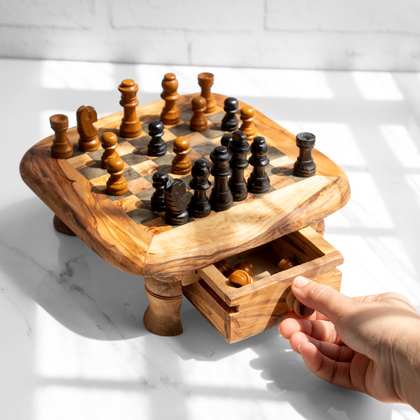Chess With Round-Edged Board And Legs - ArtisRaw