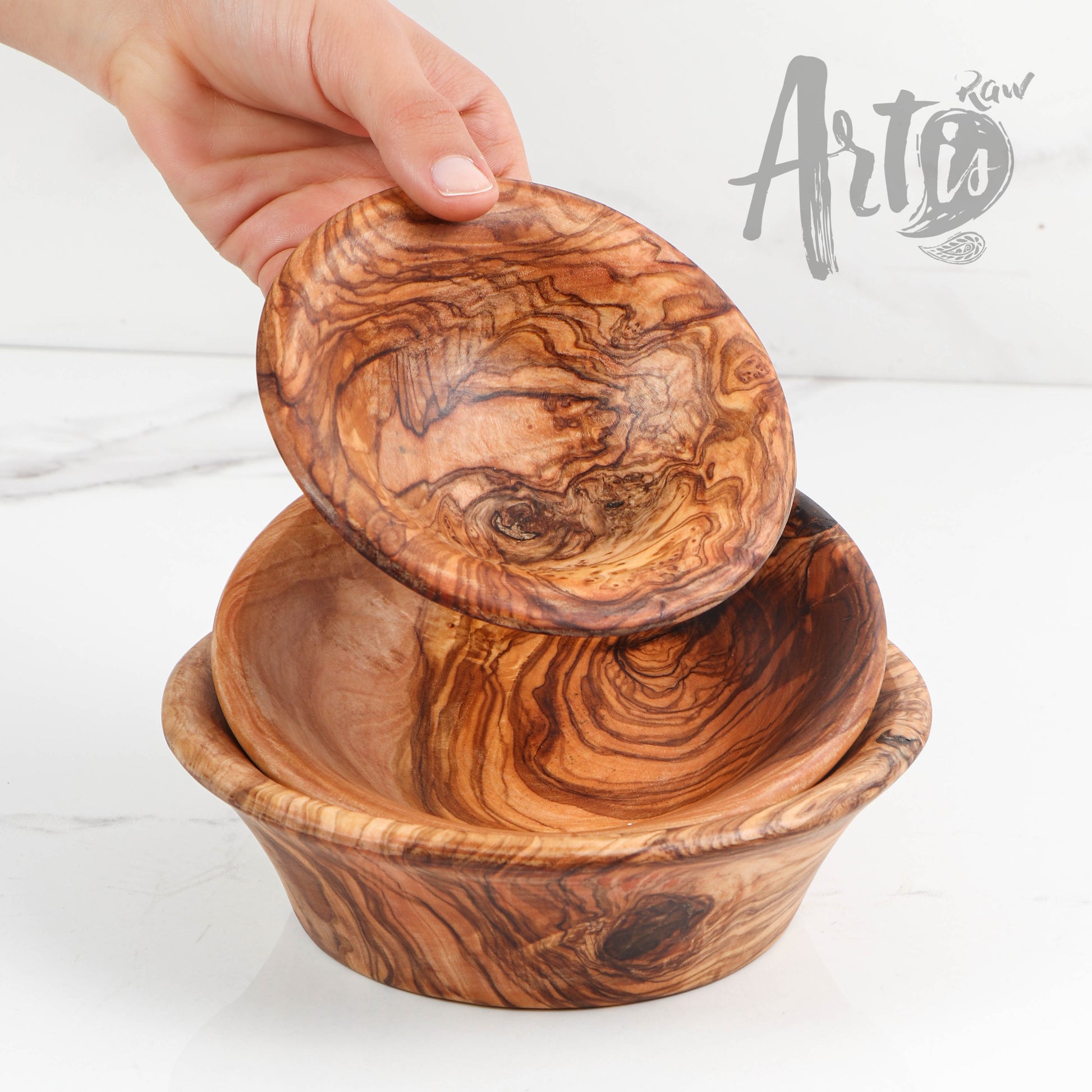 Set of 3 Olive Wood Bowls - ArtisRaw