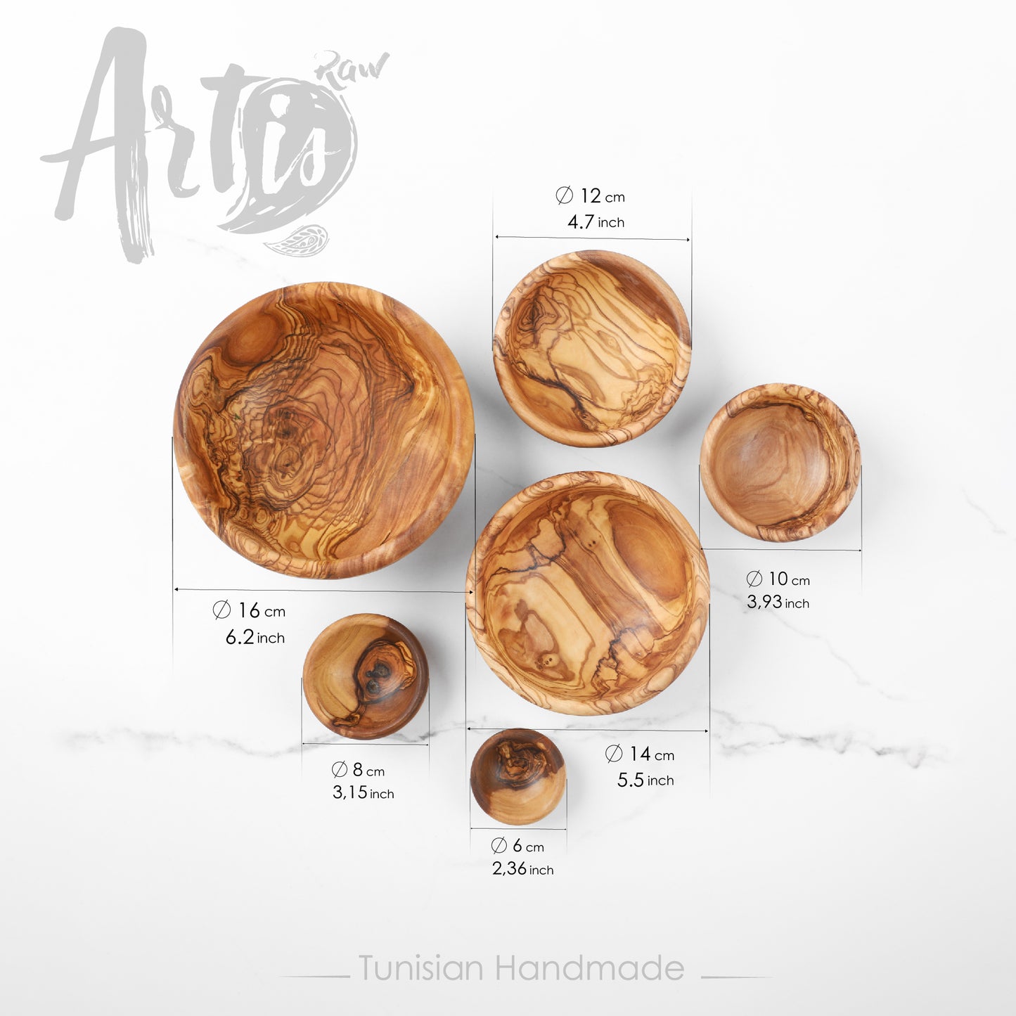 Set of 6 Bowls Rounded Edges - ArtisRaw