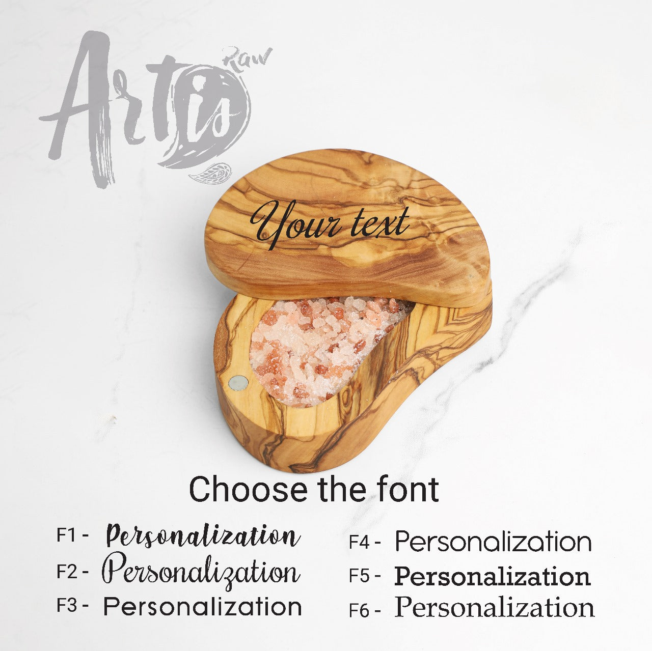 Salt cellar with pivoting lid and spoon - ArtisRaw