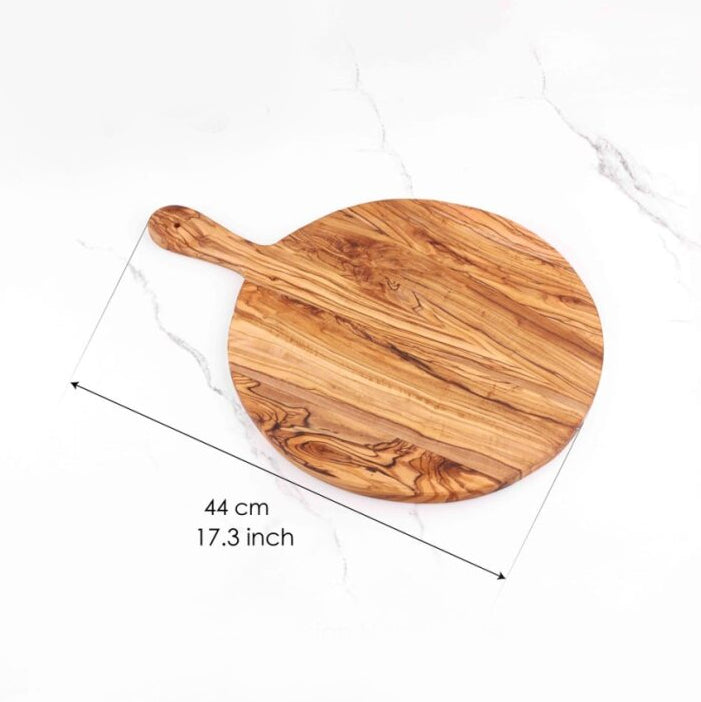 Round Board with Handle Olive Wood - ArtisRaw