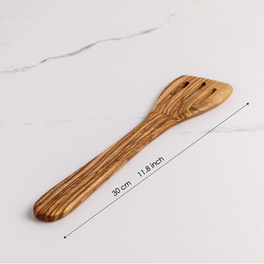 Length of our Slotted Spatula handmade from Olive Wood: 11.8" (30cm)