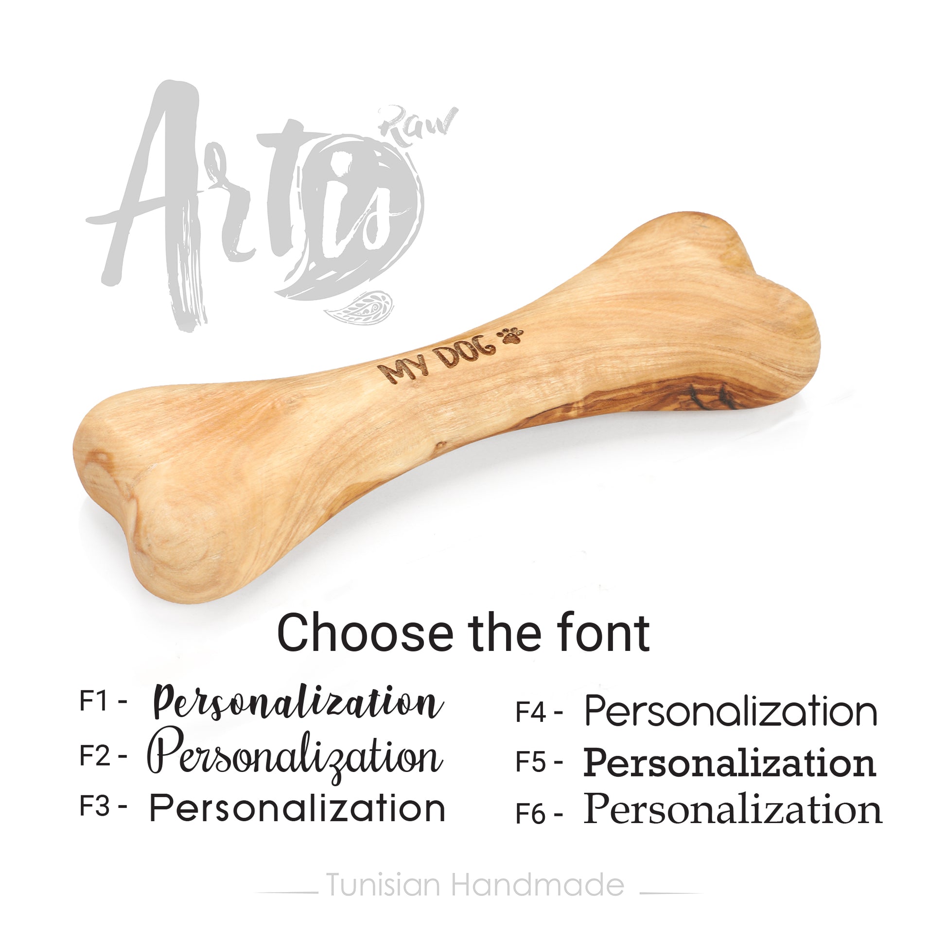 Handmade Olive Wood Dog Bone - ArtisRaw