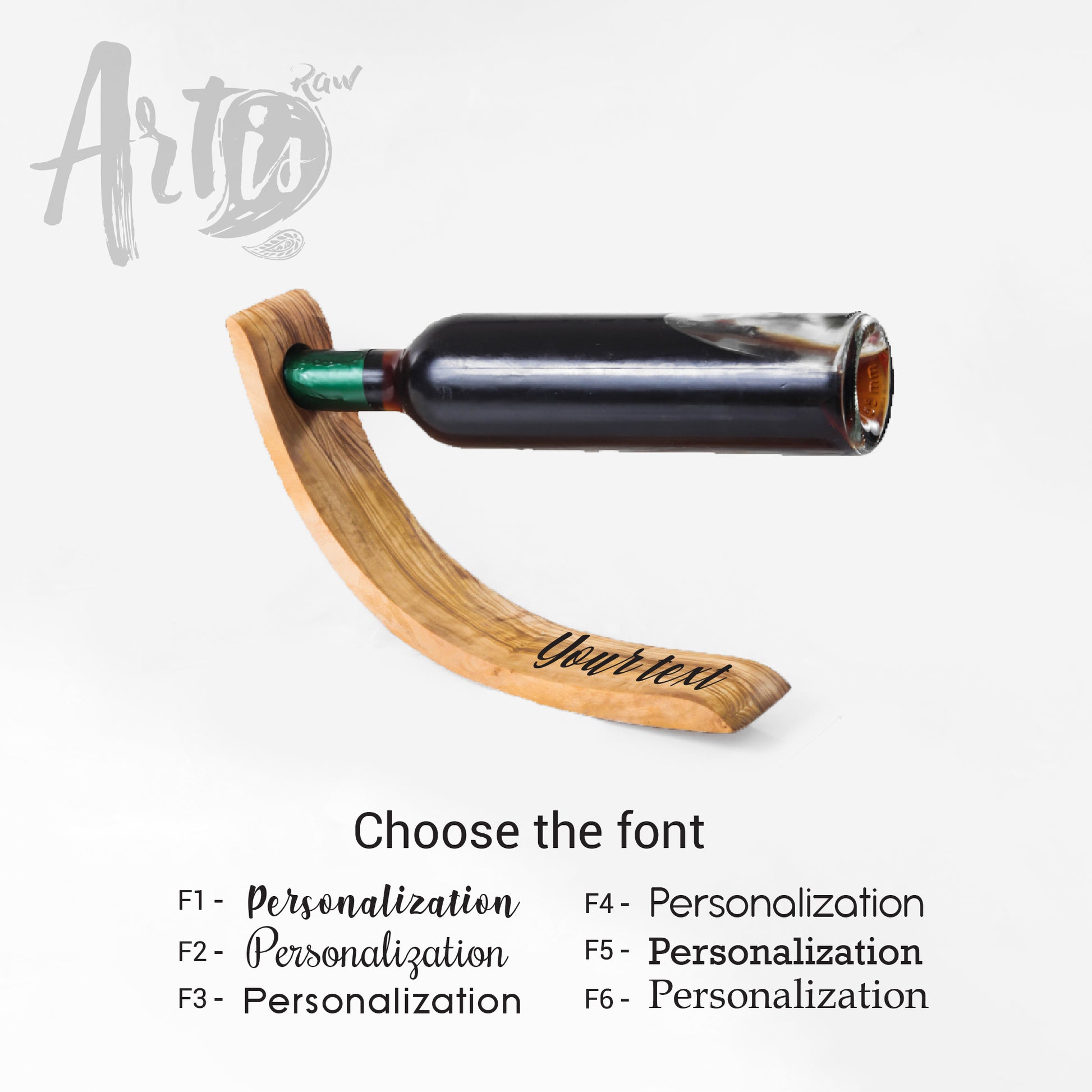 Vintage Bottle holder made of Tunisian Olive Wood (+Free ArtisRaw Wood Beeswax) - ArtisRaw