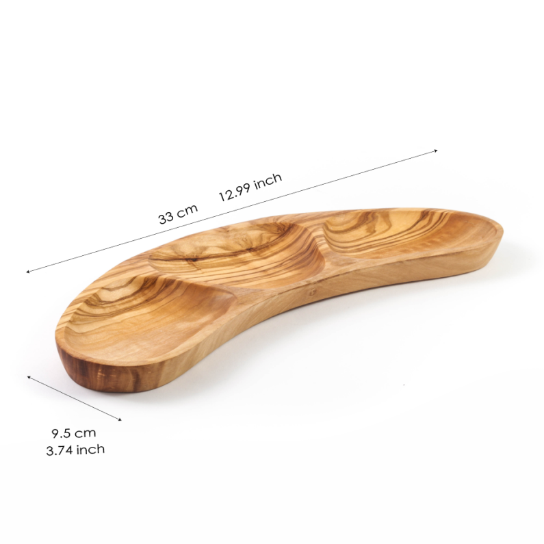 Divided Plate Handmade from Olive Wood - ArtisRaw