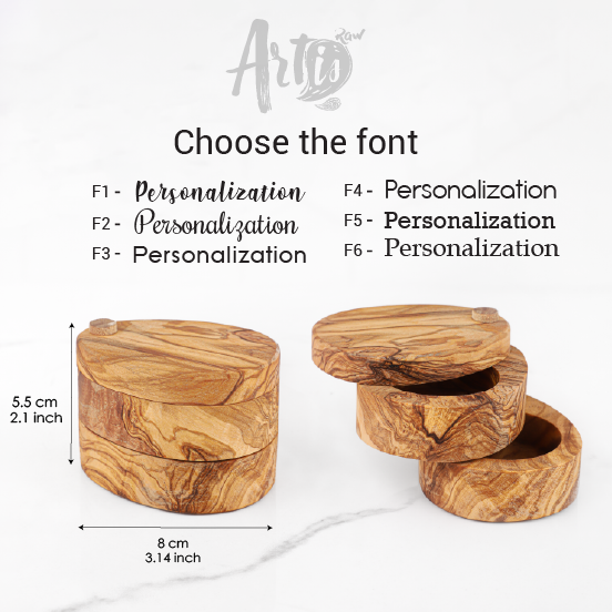 Olive Wood Salt Cellar with Lid - ArtisRaw