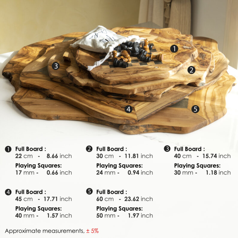 Handmade Olive Wood Chess Set – Irregular Rustic Artisan Board from Tunisia - ArtisRaw