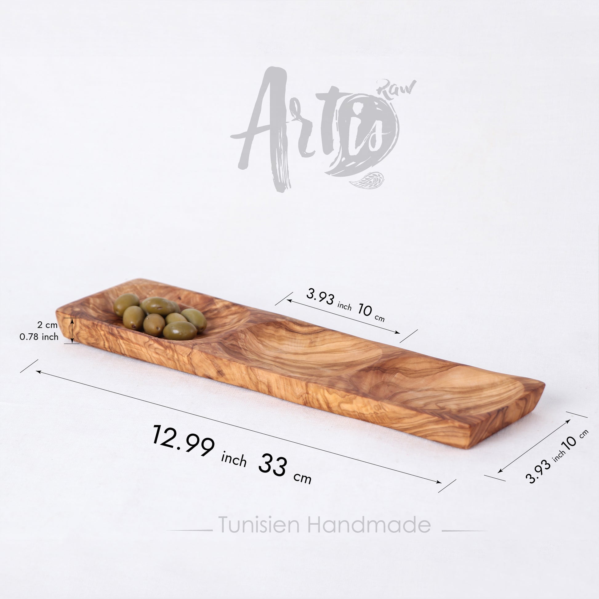 Divided Dish Handmade from Olive Wood - ArtisRaw