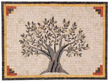Olive-Tree Roman Decorative Mosaic Tile Panel - ArtisRaw