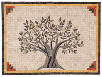 Olive-Tree Roman Decorative Mosaic Tile Panel - ArtisRaw