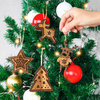 Olive Wood Christmas Ornaments: 2 Deers, Tree & Star - ArtisRaw