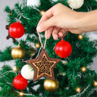 Olive Wood Christmas Ornaments: 2 Deers, Tree & Star - ArtisRaw