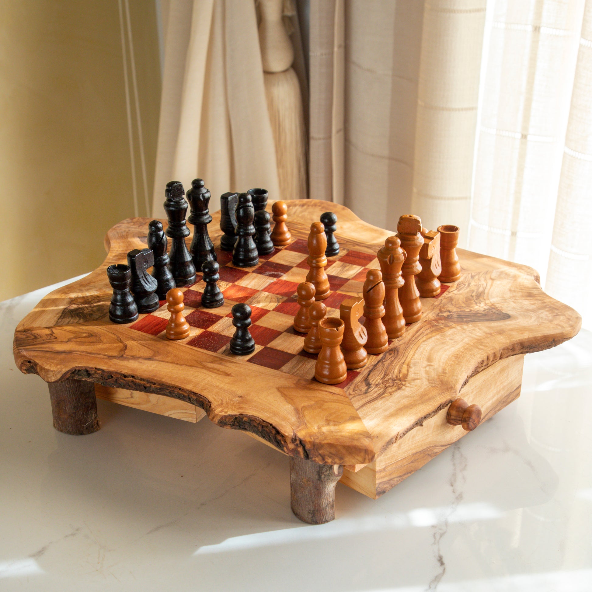 Rustic Square Chess Board With Storage - ArtisRaw