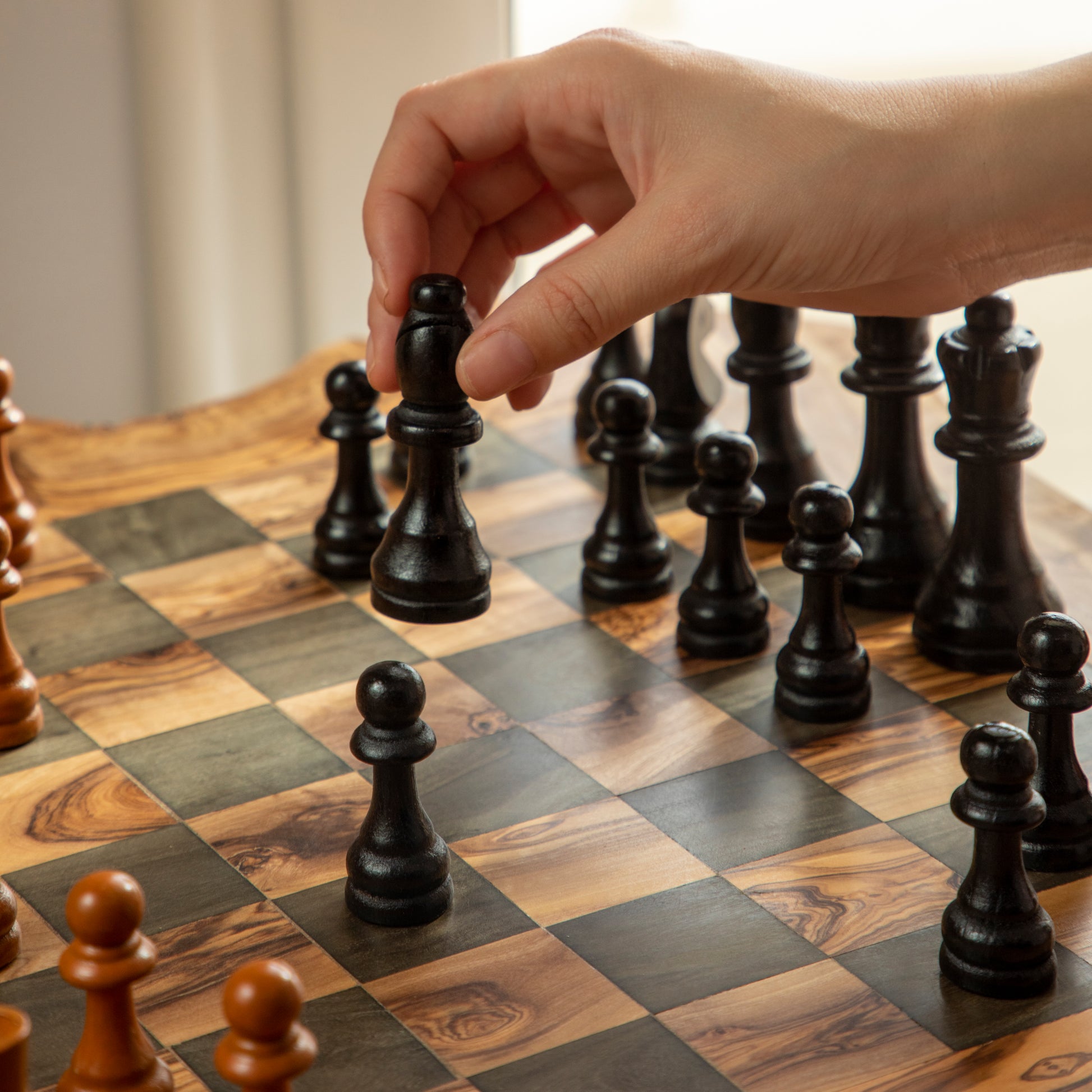 Handmade Wooden Chess Set – Olive Wood Board with Drawers - ArtisRaw