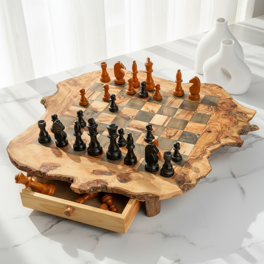 Rustic Square Chess Board With Storage - ArtisRaw