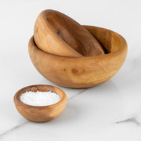 Set of 4 Olive Wood Nesting Bowls – Handmade Rounded Edge Serving & Prep Bowls - ArtisRaw