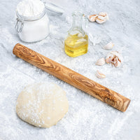 Olive Wood Straight Rolling Pin – 40 cm Handmade Wooden Dough Roller
