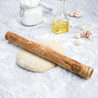 Olive Wood Straight Rolling Pin – 40 cm Handmade Wooden Dough Roller