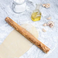 Olive Wood Straight Rolling Pin – 40 cm Handmade Wooden Dough Roller