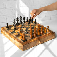 Handcrafted wooden chess pieces for olive wood chess set