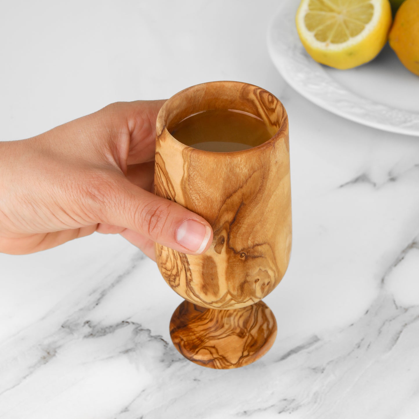 Tall Olive Wood Shot Goblet – Stemmed Wooden Tasting Glass, Handmade - ArtisRaw